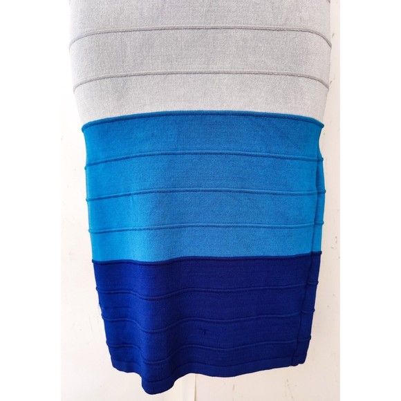 Vintage Venus Sleeveless Horizontal Striped Sweater Dress Blue Gray SZ SM - Picture 3 of 8